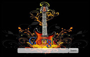 Abstract Guitar with Flames